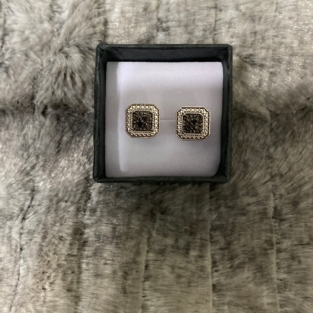 Sterling Silver Stud Earrings with diamonds